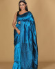 Tantuj Mayur Design Dark Peacock Blue Saree Tantuj Mayur Design Dark Peacock Blue Saree