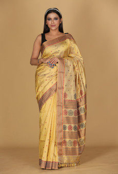 Gol Pat Design Light Muga Color Saree