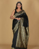 Tri Mogor Design Black Saree with Golden Buta and Border Tri Mogor Design Black Saree with Golden Buta and Border