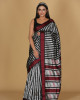 Leaf Design Red, Black, and Silver Toramai Saree with Small Buta Leaf Design Red, Black, and Silver Toramai Saree with Small Buta