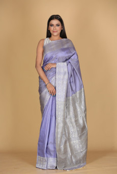 Chandramala Lilac Saree with White and Purple Design