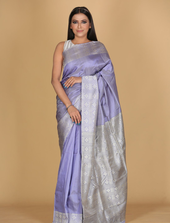 Chandramala Lilac Saree with White and Purple Design Chandramala Lilac Saree with White and Purple Design