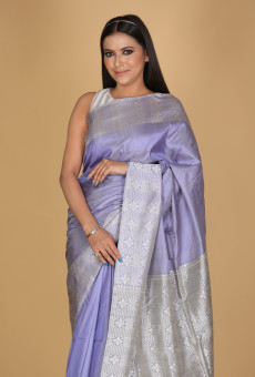 Chandramala Lilac Saree with White and Purple Design