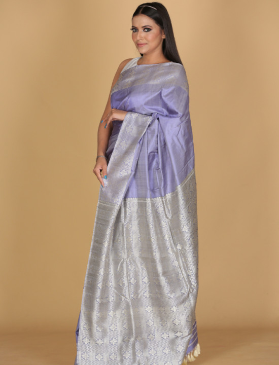 Chandramala Lilac Saree with White and Purple Design Chandramala Lilac Saree with White and Purple Design