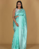 Muga Design Dig White Bani with Peacock Green Saree