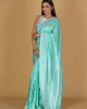 Muga Design Dig White Bani with Peacock Green Saree