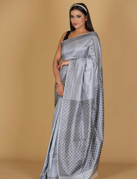 Mili Juli Gray Saree with White and Gray Design