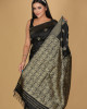 Toramai Small Buta Design Saree – Black with Golden Buta Accents