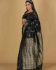 Toramai Small Buta Design Saree – Black with Golden Buta Accents