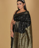 Toramai Small Buta Design Saree – Black with Golden Buta Accents
