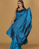 Tantuj Mayur Design Dark Peacock Blue Saree Tantuj Mayur Design Dark Peacock Blue Saree