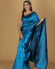 Tantuj Mayur Design Dark Peacock Blue Saree Tantuj Mayur Design Dark Peacock Blue Saree