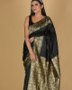 Tri Mogor Design Black Saree with Golden Buta and Border Tri Mogor Design Black Saree with Golden Buta and Border