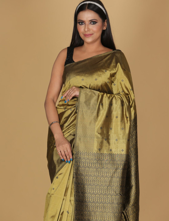 Toramai Small Buta Mausmia Buta Gold with Black Color Saree Toramai Small Buta Mausmia Buta Gold with Black Color Saree