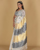 Summer Silk Off-White Saree with Black and Gold Buta Design Summer Silk Off-White Saree with Black and Gold Buta Design
