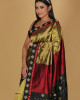 Miri Big Buta & Small Black and Red Pale Body Gold Design Saree Miri Big Buta & Small Black and Red Pale Body Gold Design Saree