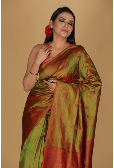 Damini buta mehendi green coloured saree