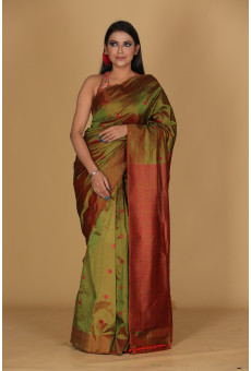 Damini buta mehendi green coloured saree
