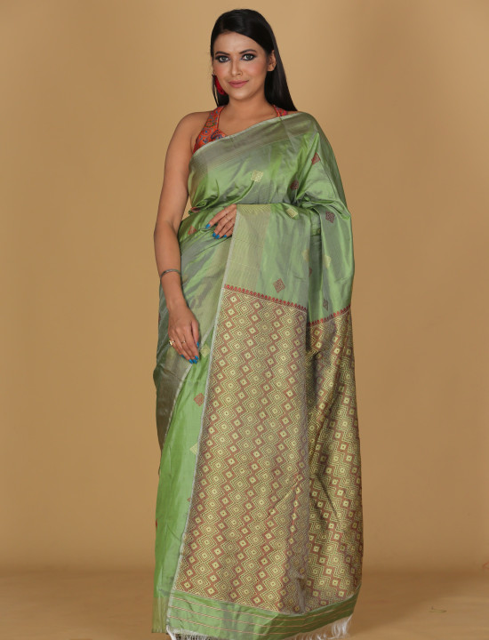 Diamond Phul Green Saree 