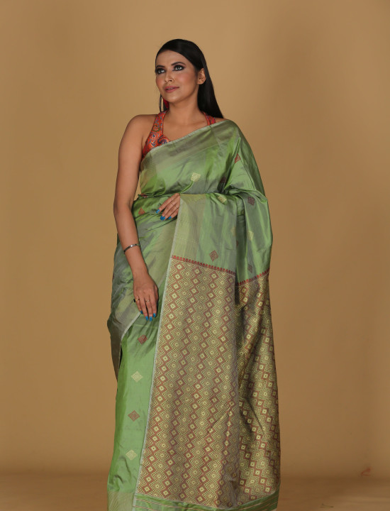 Diamond Phul Green Saree 