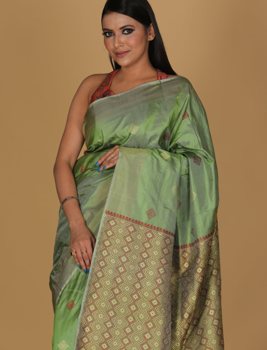Diamond Phul Green Saree 