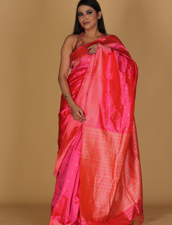 Mousumi Design Pink Saree – Madhushree signature Border