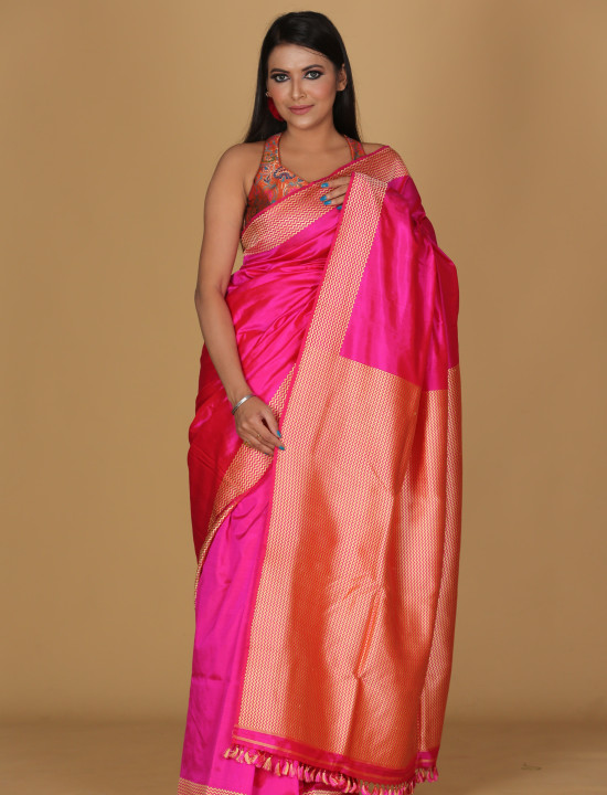 Zig Zag Light Magenta Pink Saree