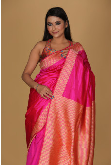 Zig Zag Light Magenta Pink Saree