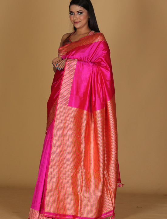 Zig Zag Light Magenta Pink Saree