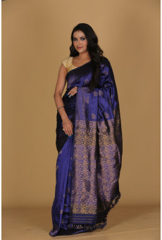 Tri Mogar Blue & Black Saree