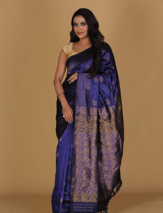Tri Mogar Blue & Black Saree