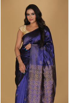 Tri Mogar Blue & Black Saree