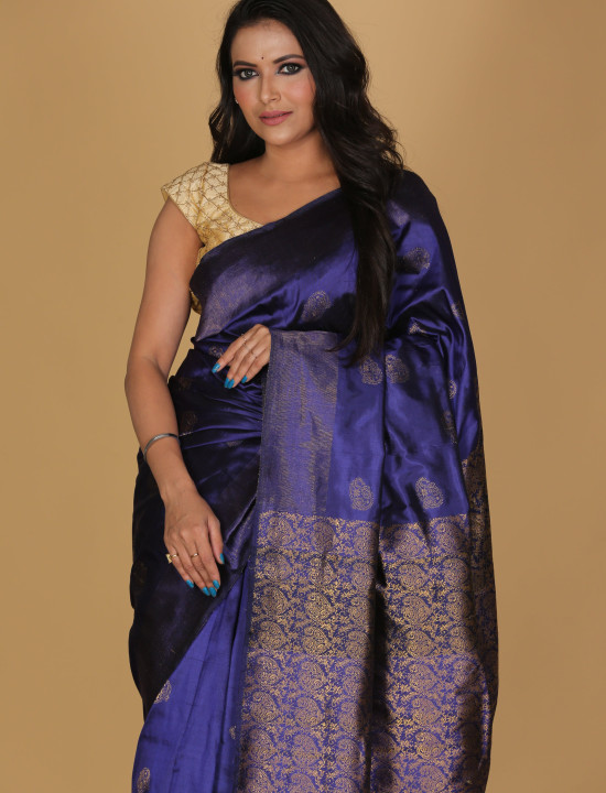 Tri Mogar Blue & Black Saree