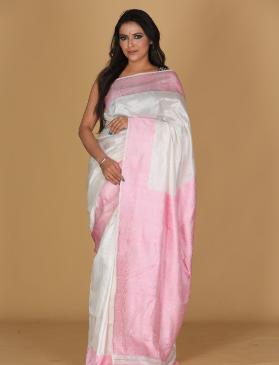 Hira moni Design White Colour Saree