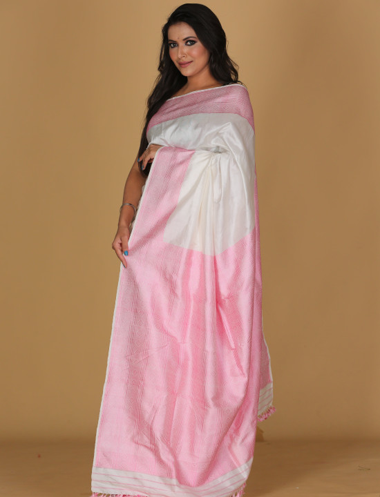 Hira moni Design White Colour Saree