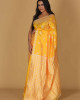 Diamond Design Golden Yellow Butta Saree – White Base with Yellow Butta