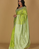Hawali Design Parrot Saree – White Base with Green Border Hawali Design Parrot Saree – White Base with Green Border