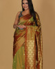 Chandramala Design Bottle Green Saree – Red Base with Green Border Chandramala Design Bottle Green Saree – Red Base with Green Border