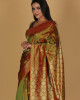 Chandramala Design Bottle Green Saree – Red Base with Green Border Chandramala Design Bottle Green Saree – Red Base with Green Border