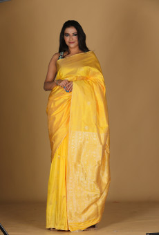 Chandra mala golden yellow saree