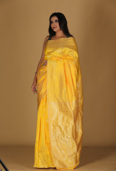 Chandra mala golden yellow saree