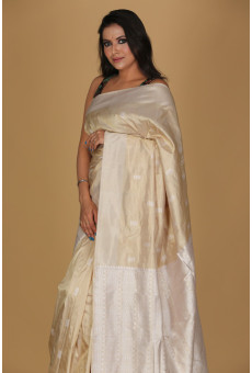 Small Muga Golden Beige Saree Small Muga Golden Beige Saree