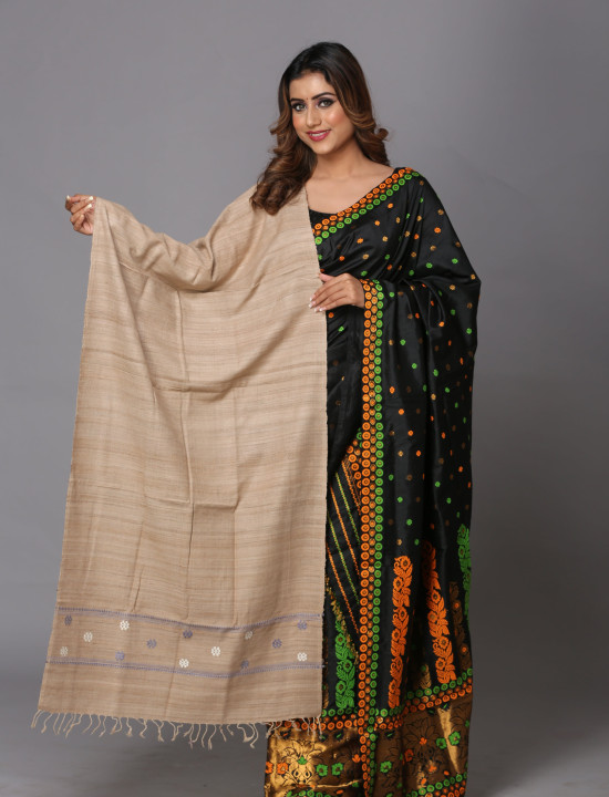 Eri Stole – Handwoven Elegance in Heathered Grey