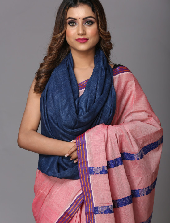 Eri Stole – Handwoven Elegance in Tealish Blue