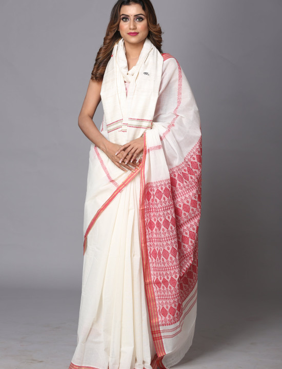 Eri Stole – Handwoven Elegance in Rose White
