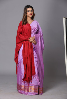 Eri Stole – Handwoven Elegance in Red