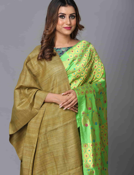 Eri Stole – Handwoven Elegance in Khakhi