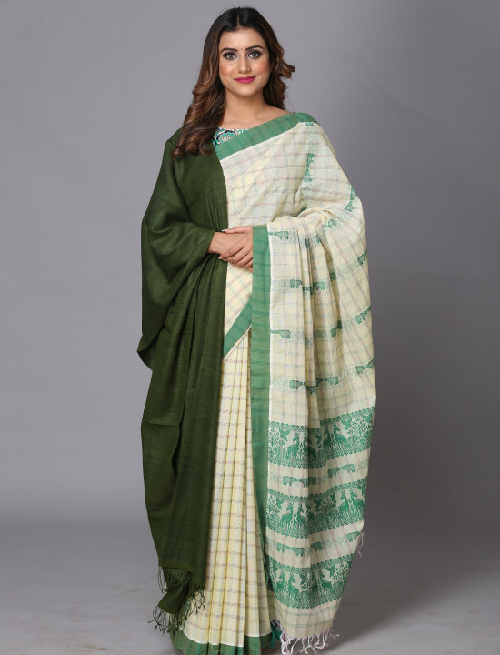Eri Stole – Handwoven Elegance in Olive Green
