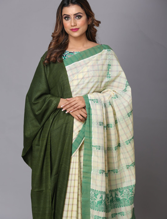 Eri Stole – Handwoven Elegance in Olive Green