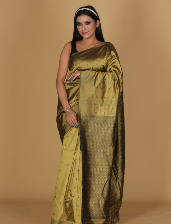 Toramai Small Buta Mausmia Buta Gold with Black Color Saree Toramai Small Buta Mausmia Buta Gold with Black Color Saree